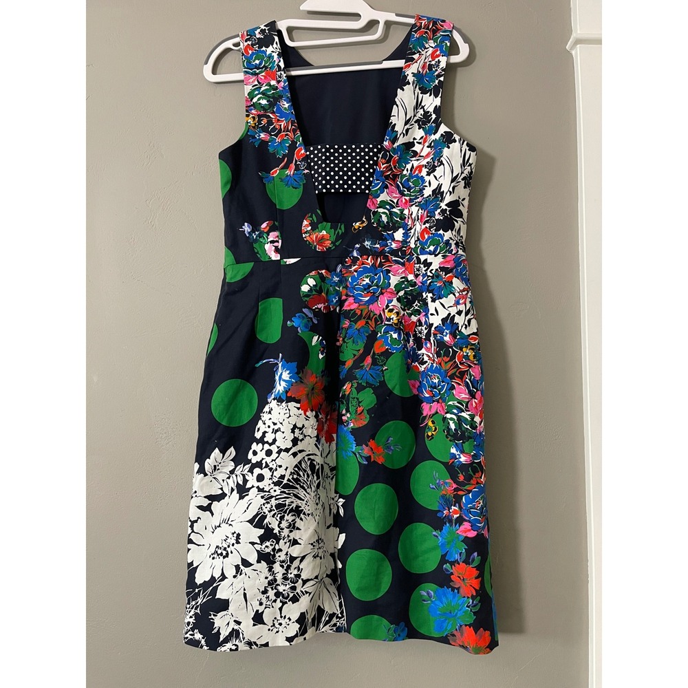Maeve Anthropologie Womens Floral Polka Dot Mixed Print Open Back Dress Size 8 - Picture 7 of 9